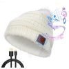 cestmall v5.0 bluetooth beanie hat, fashion knit beanie bluetooth hat winter warm music hat headphones wireless headset for running skiing hiking winter sports exercise birthday white