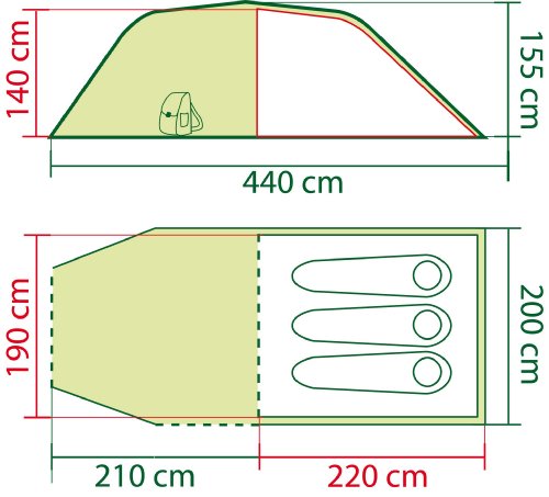 Coleman Coastline 3 Plus 3 Person Tent - Green/Grey - Image 4