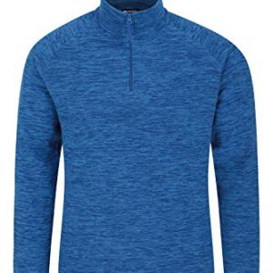 mountain warehouse snowdon mens micro fleece top - warm, breathable, quick drying, zip collar fleece sweater, soft &amp; smooth pullover - for travelling, winter walking