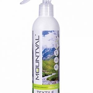 mountval textile shield, spray-on waterproofer for wet weather and hiking garments, pleasant smell, works with gore-tex, without solvent, transparent, 300ml - 10.15 fl. oz., transparent and neutral