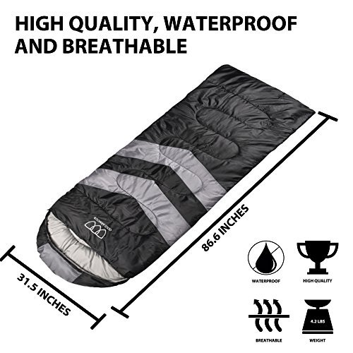 Mummy Sleeping Bag for Indoor and Outdoor - Great for Kids, Boys, Girls, Teens, Adults. Portable and Lightweight for 3-4 Season Camping, Hiking, Traveling, Backpacking and Outdoor - Image 3
