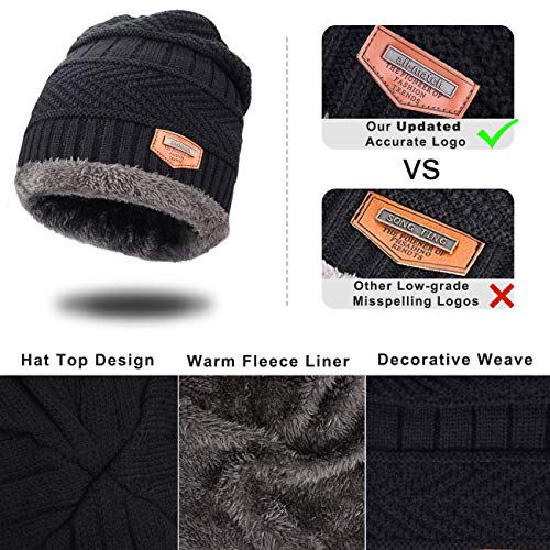 Petrunup Winter Warm Knit Slouch Beanie Hat Skiing Neck Warmer Scarf Touchscreen Gloves 3/2 Pcs Set with Double-Layer Fleece Lining for Men Women - Image 5