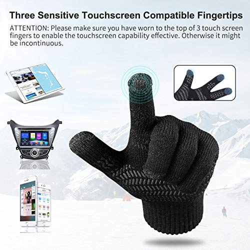 Petrunup Winter Warm Knit Slouch Beanie Hat Skiing Neck Warmer Scarf Touchscreen Gloves 3/2 Pcs Set with Double-Layer Fleece Lining for Men Women - Image 6