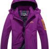 TACVASEN Women's Windproof Waterproof Jacket Softshell Warm Breathable Fleece Outdoor Coat with Detachable Hood