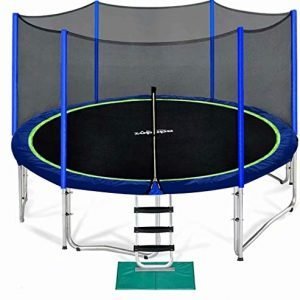 zupapa 15 14 12 10 ft trampoline for kids with safety enclosure net weight capacity outdoor trampolines with non-slip ladder rain cover