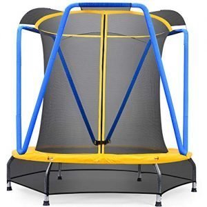 zupapa 54 inch 4.5ft small trampoline for kids children ultra quiet mini toddler baby trampolines with enclosure net bungee cords