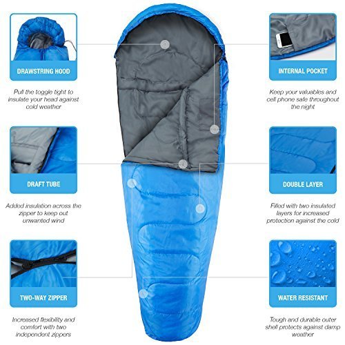 Active Era Professional 300 Warm Mummy Sleeping Bag - 300 GSM Double Layer Filling - 3-4 Season for Camping, Hiking, Outdoors - Image 4
