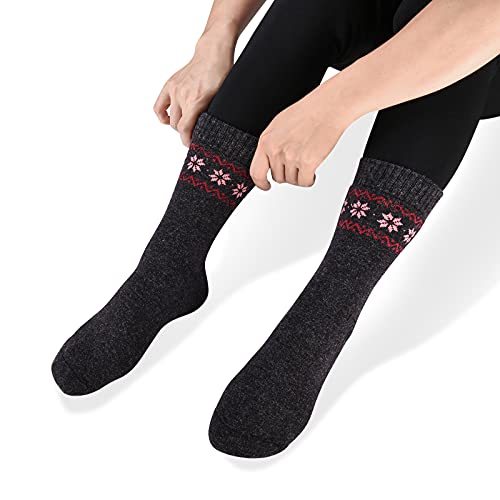 Pack of 4 Winter Warm Wool Socks Sports Socks Hiking Knit Crew Socks for Women - Image 4