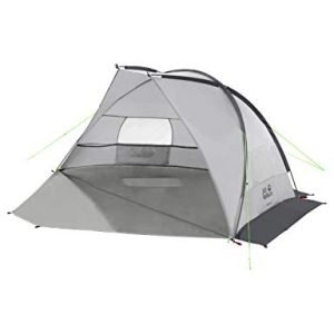 jack wolfskin beach shelter iii, windproof beach shelter with uv protection factor 50+, beach tent for 2 to 3 people, stable sun protection made from water-repellent material.