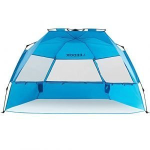 leedor beach tent sun shelter instant beach umbrella easy cabana with upf 50+ uv portable windproof pop up shade for 3 to 4 person for family patent pending
